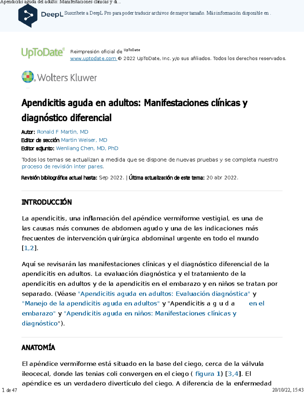 Acute appendicitis in adults Clinical manifestations and differential ...