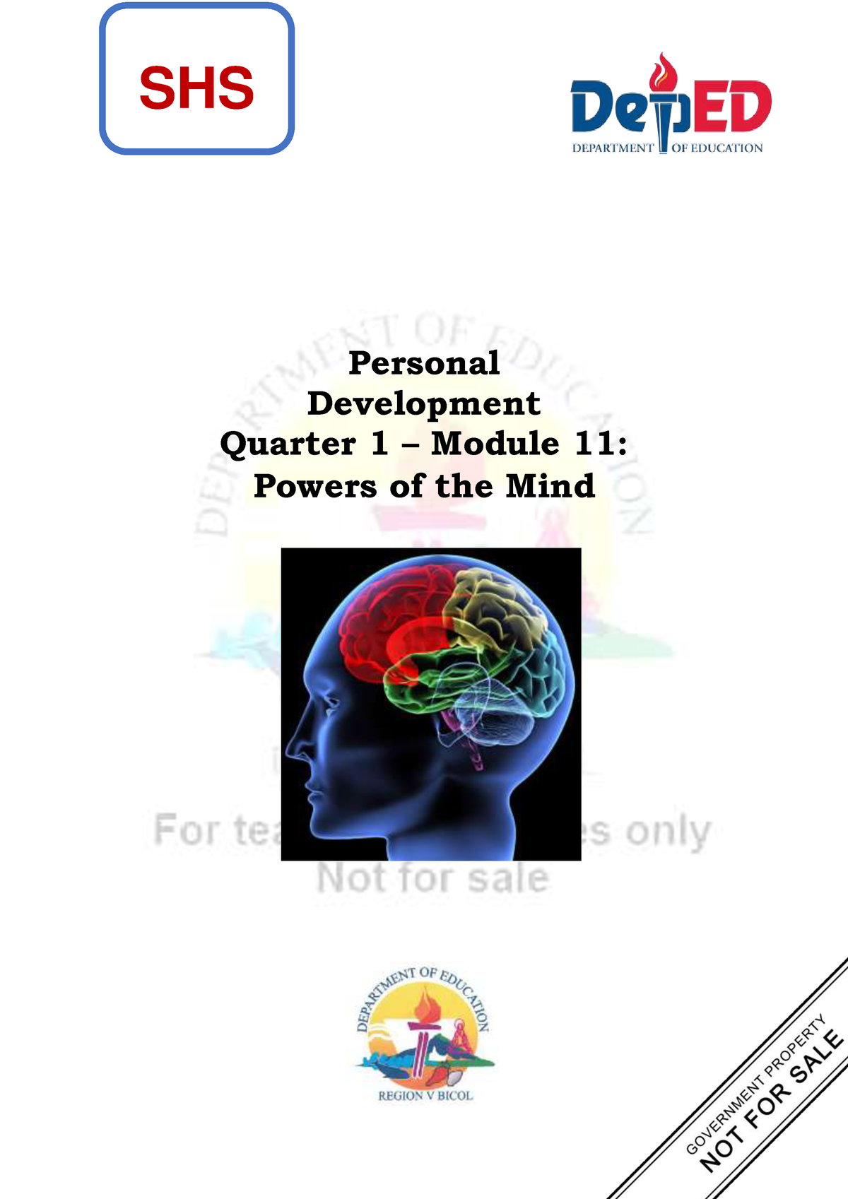 Personal Development Q1 M11 Personal Development Quarter 1 Module 11 Powers Of The Mind Shs 9166