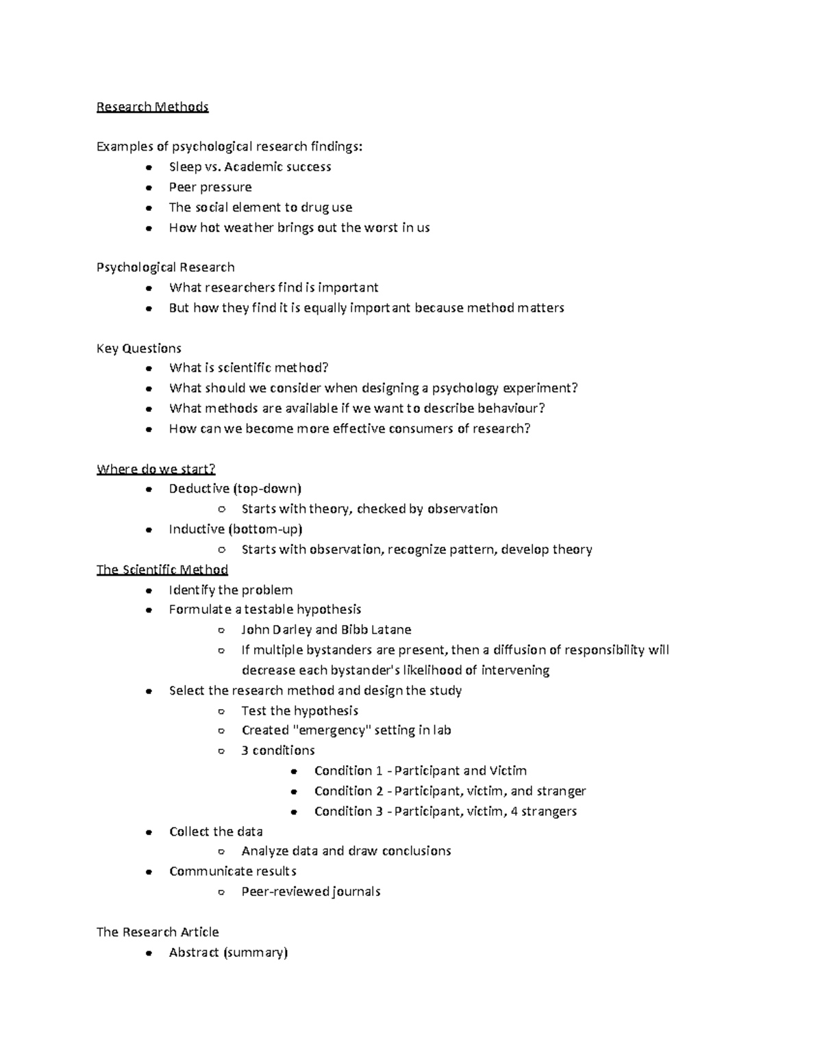 Psych Lec III - Lecture notes 3 - Research Methods Examples of ...