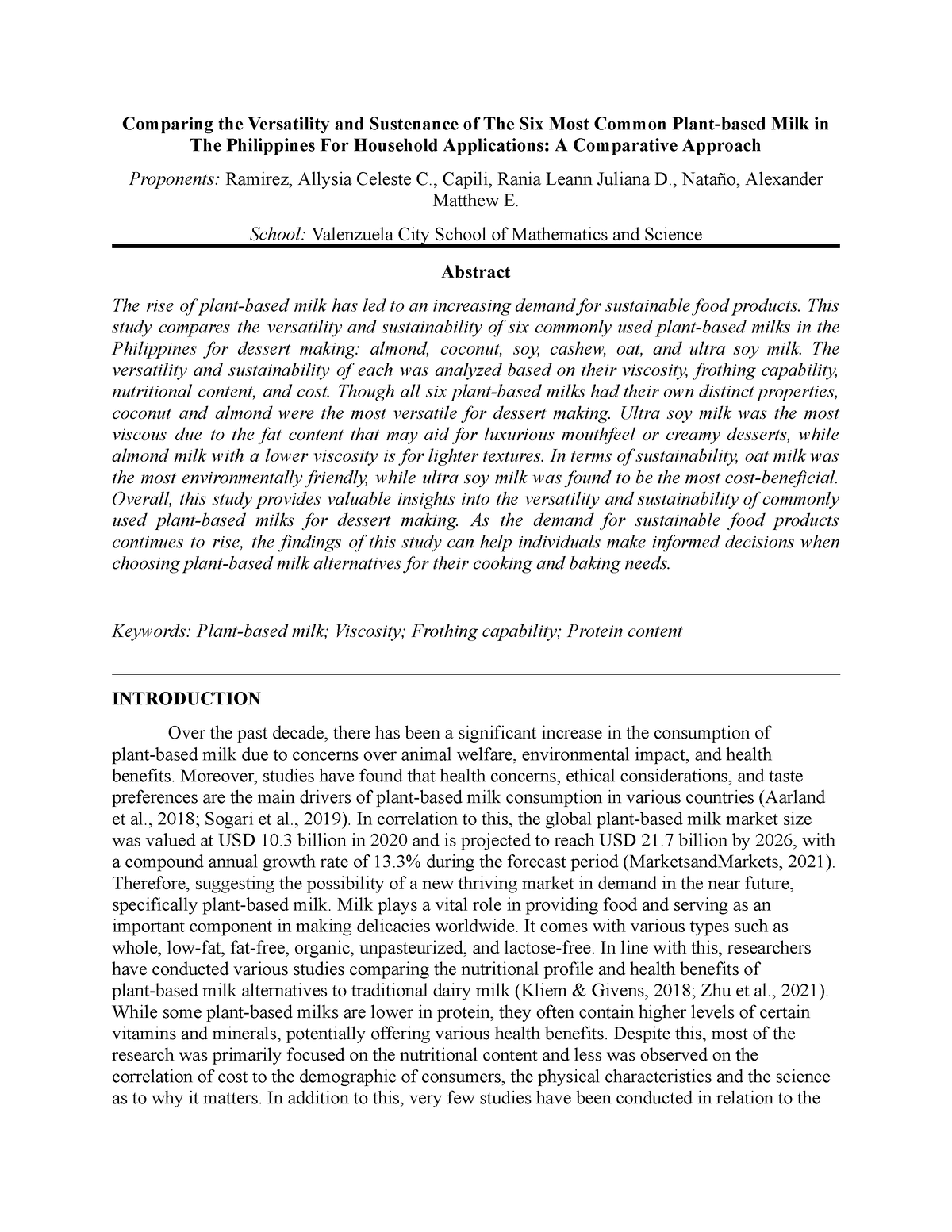 Comparative Analysis of Milk - Comparing the Versatility and Sustenance ...