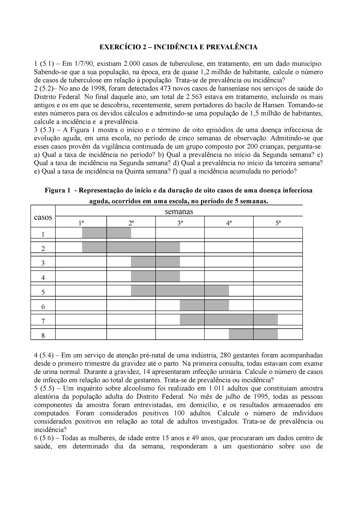 Exerc 2 - inc prev - gabar - EXERCÍCIO 2 – INCIDÊNCIA E PREVALÊNCIA 1 ...