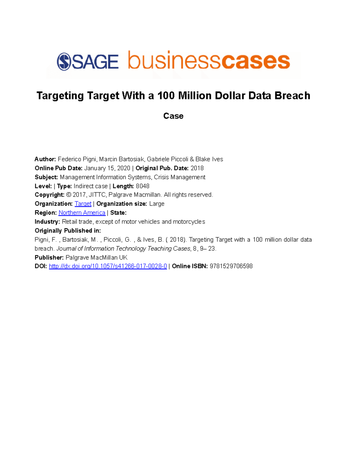 BAB120 Case for Case Analysis 1 on targeting-target-with-a-100-million ...