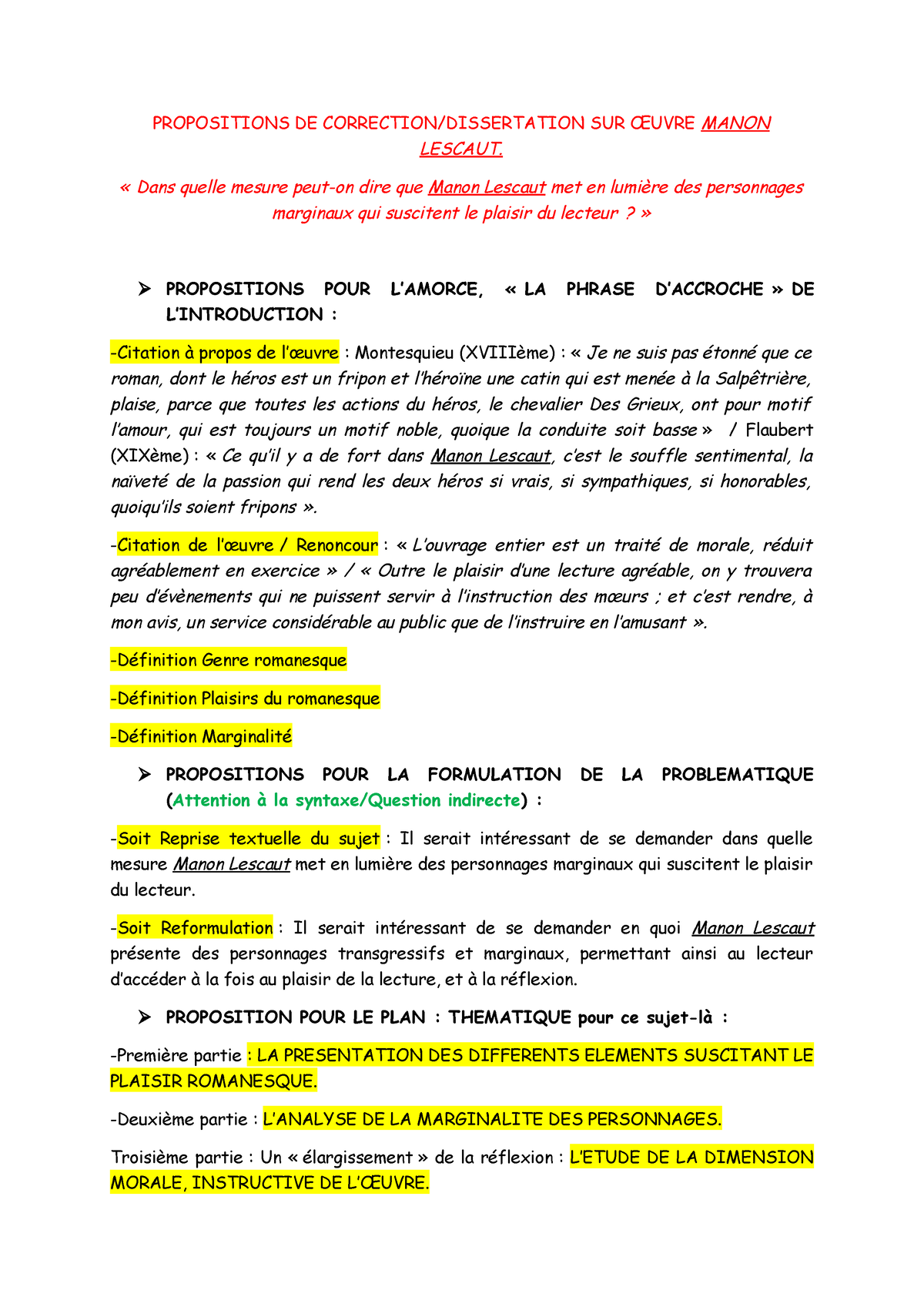 dissertation manon lescaut instruire en amusant