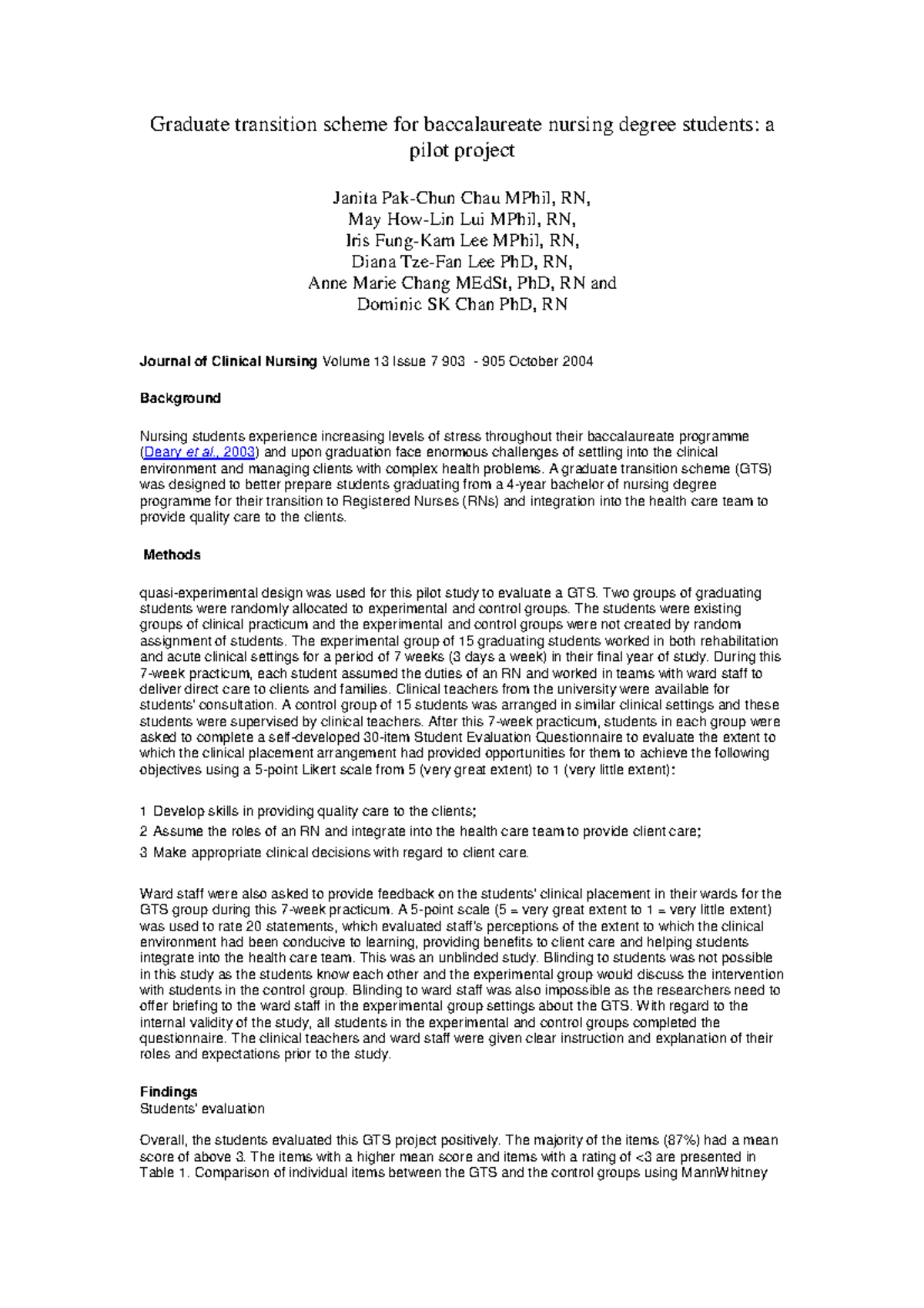 Graduate transition scheme for baccalaur - , 2003) and upon graduation ...