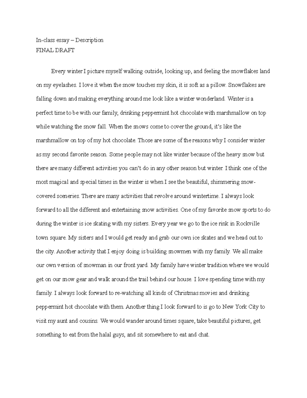  Descriptive Writing On Winter Season Descriptive Writing Lesson 2022 10 30