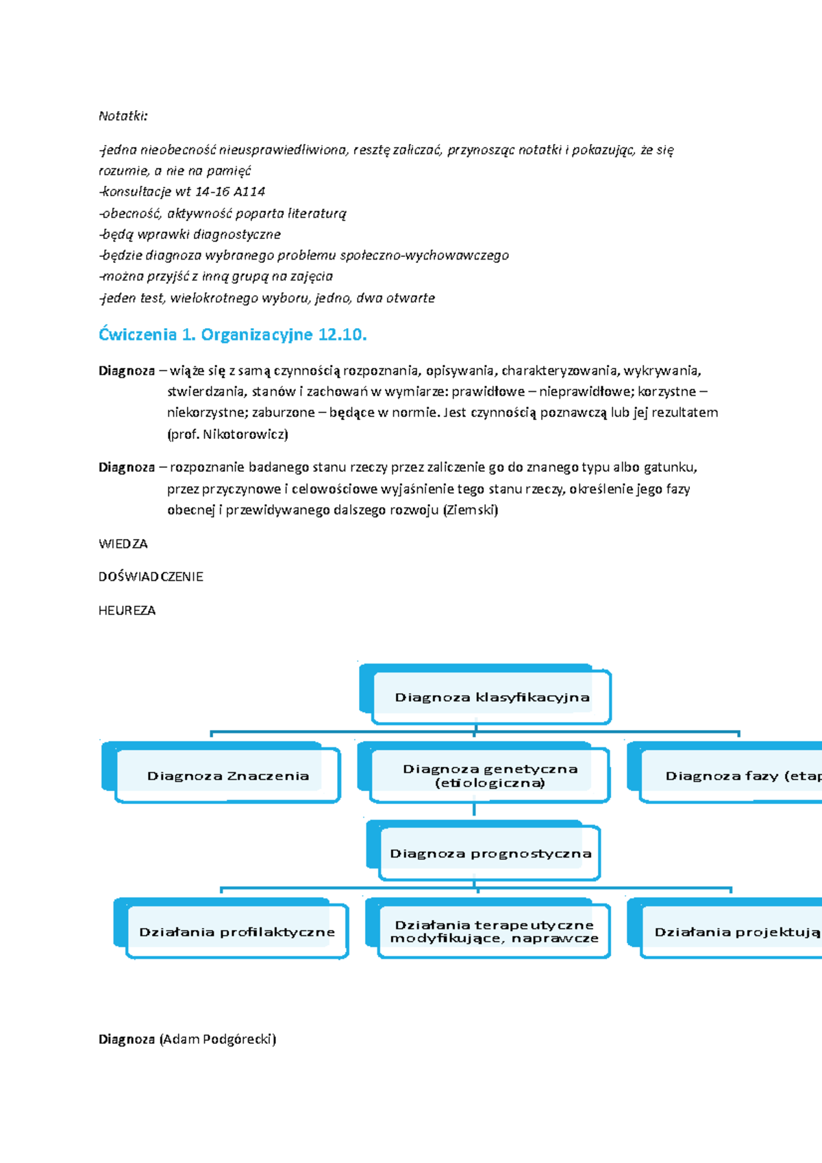 Diagnostyka-pedagogiczna-ćwiczenia - Notatki: -jedna Nieobecność ...