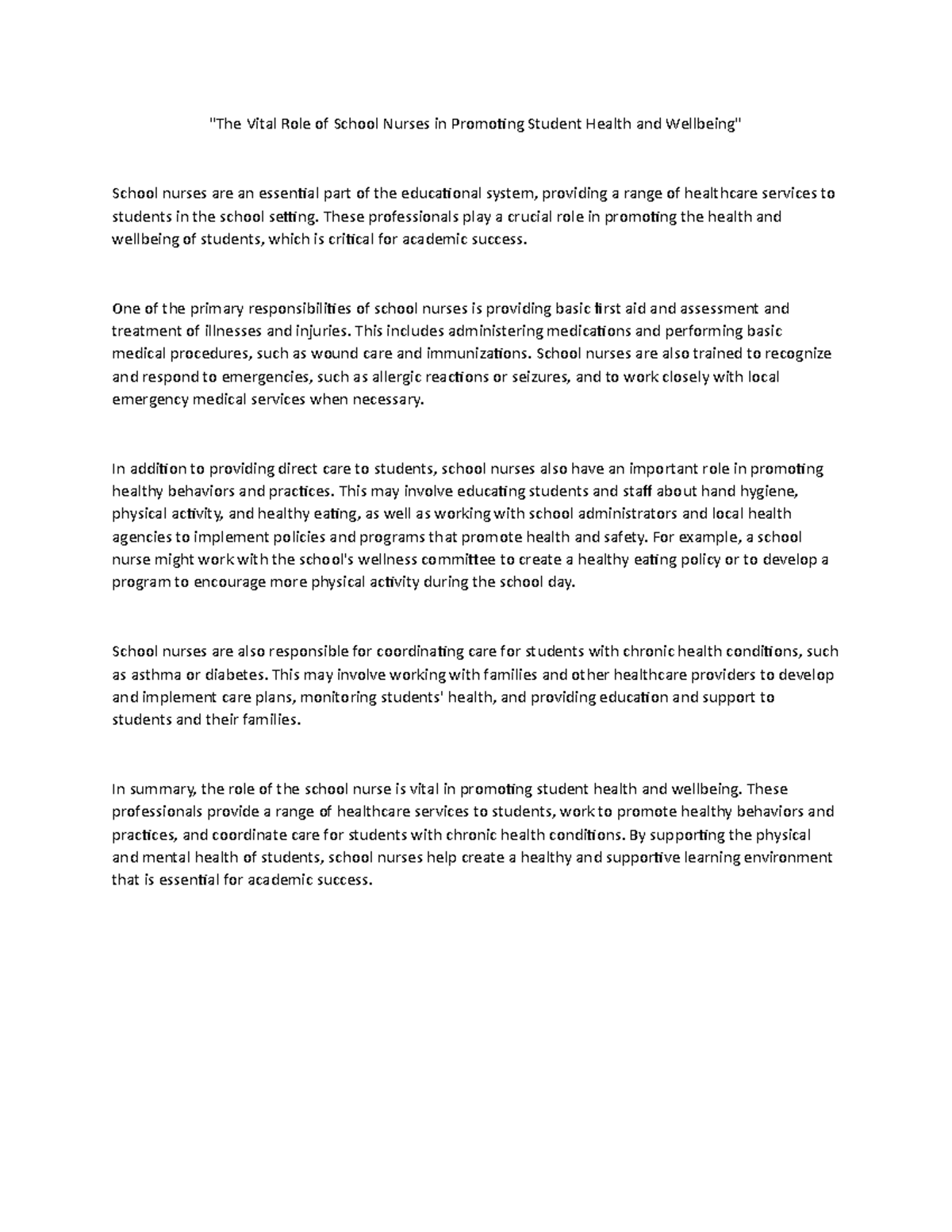 The Vital Role of School Nurses in Promoting Student Health and ...