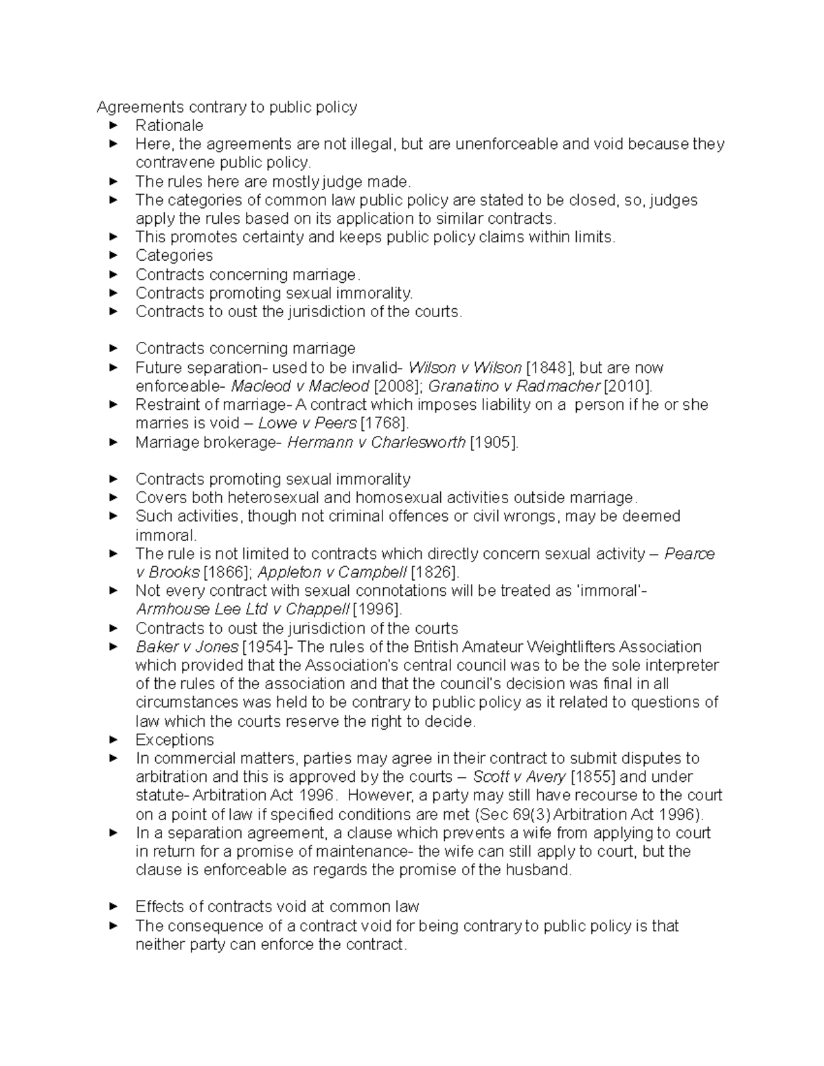 Agreements contrary to public policy - The rules here are mostly judge ...