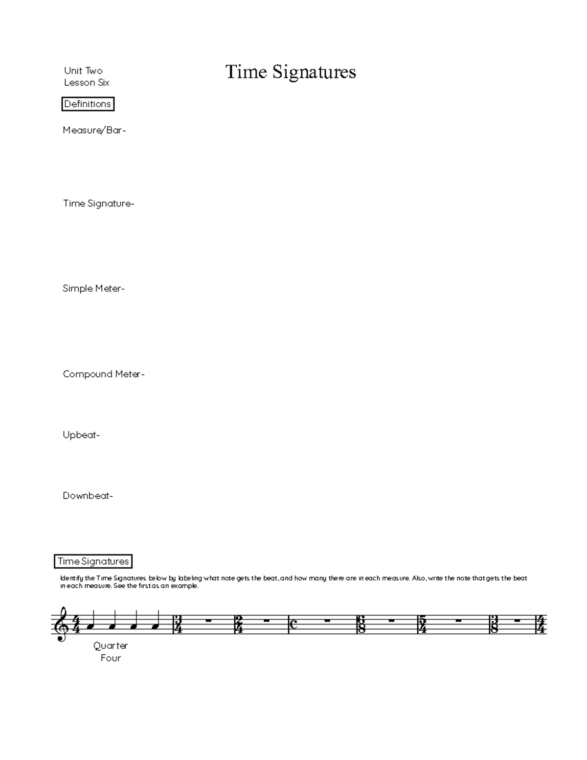 Worksheet Six - Cheat sheet - 4 4 3 4 2 4 c 6 8 5 4 3 8 4 & 4 Time ...