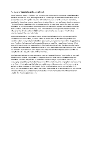 Globalization and Its Impact on Employment - On the positive side ...