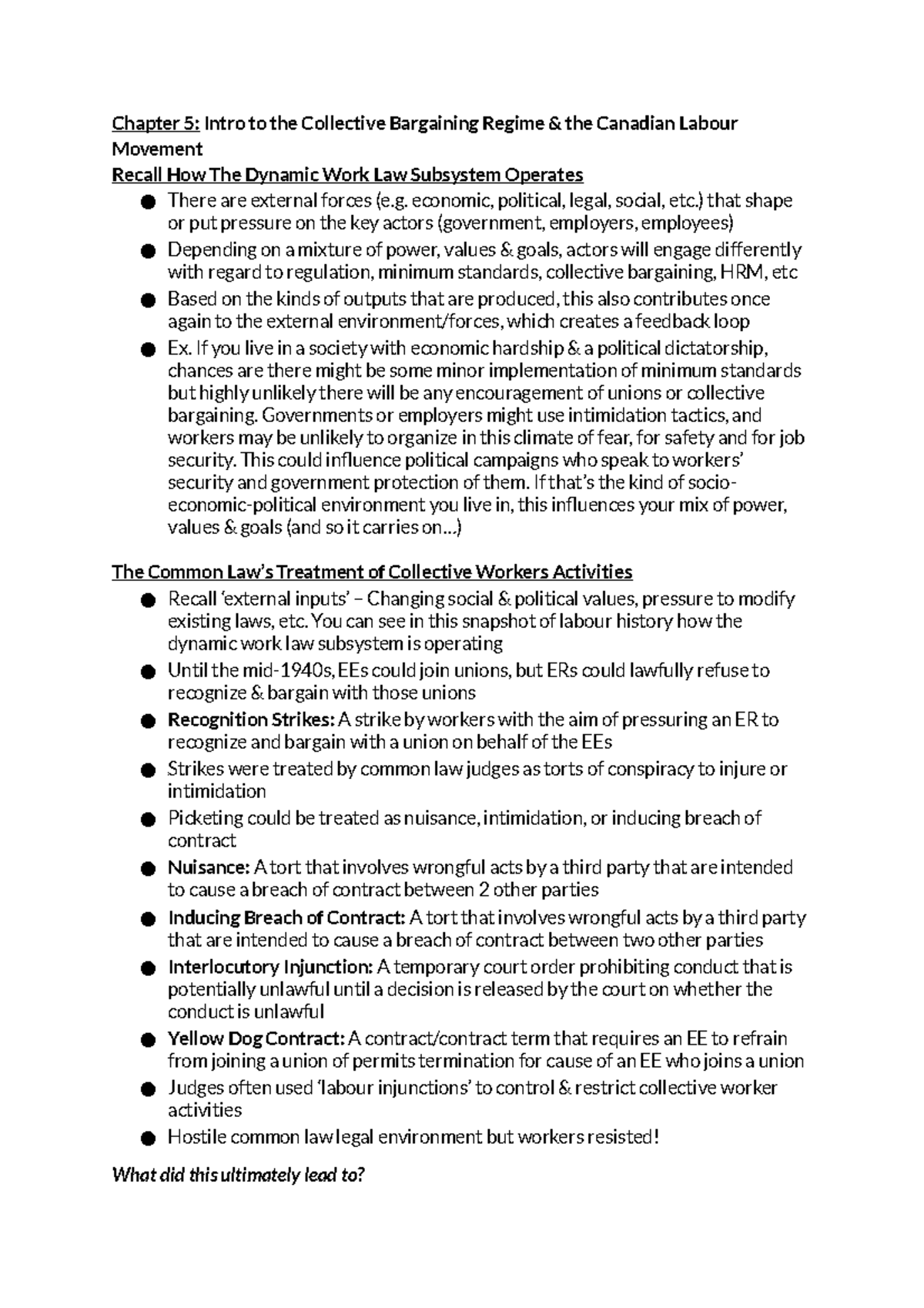 Industrial Relations - Week 5 - Chapter 5: Intro to the Collective ...
