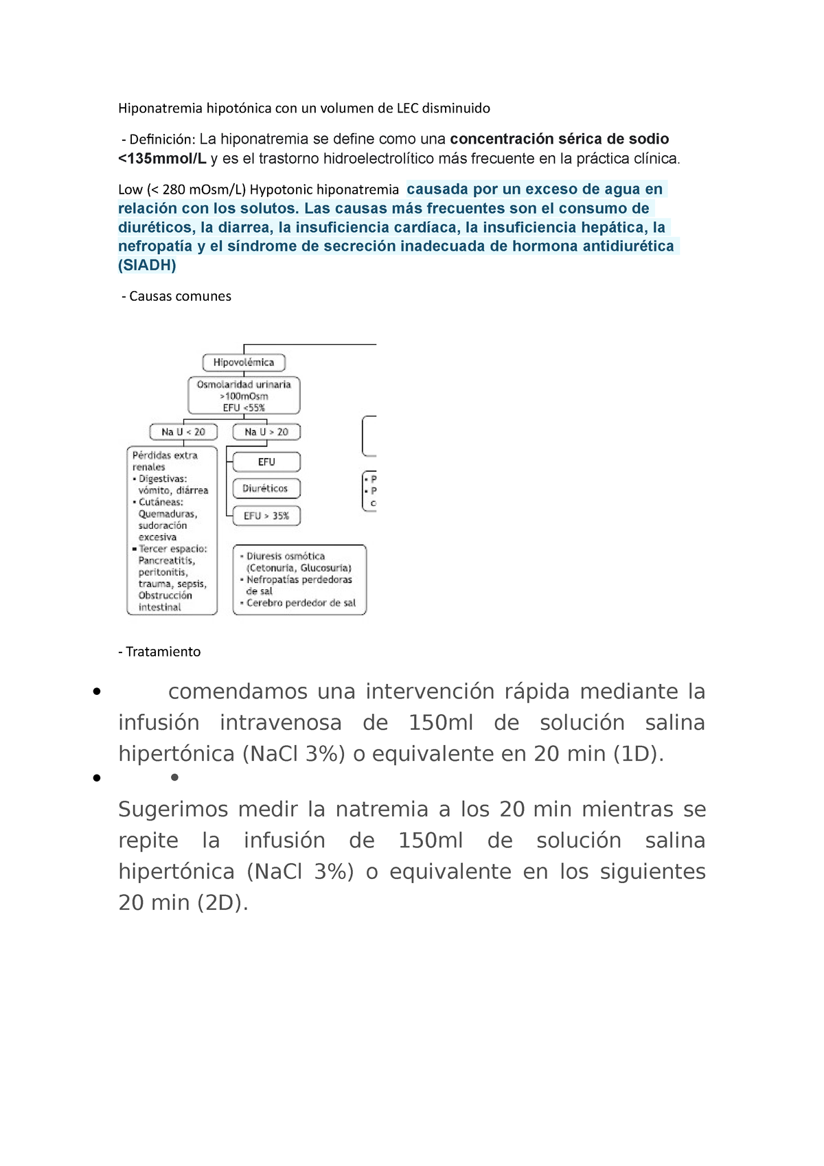 Hiponatremia Hipotónica Con Un Volumen De LEC Disminuido - Hiponatremia ...