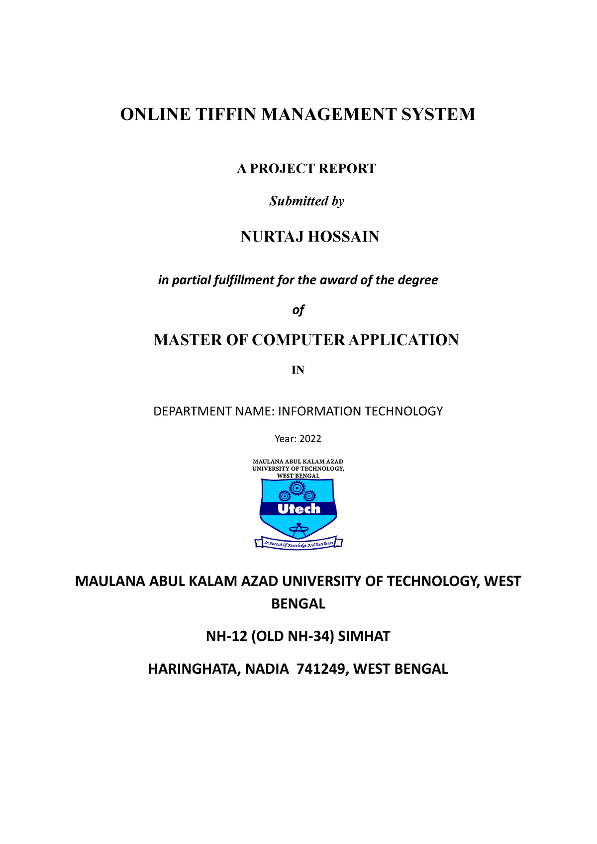 Online Tiffin Management System Project Report(Nurtaj Hossain) 3 ...