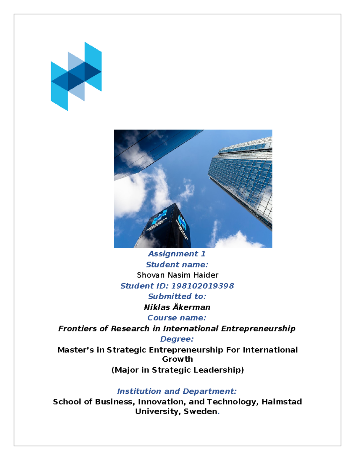 Assignment 1 - The Internationalization of the Firm from an ...