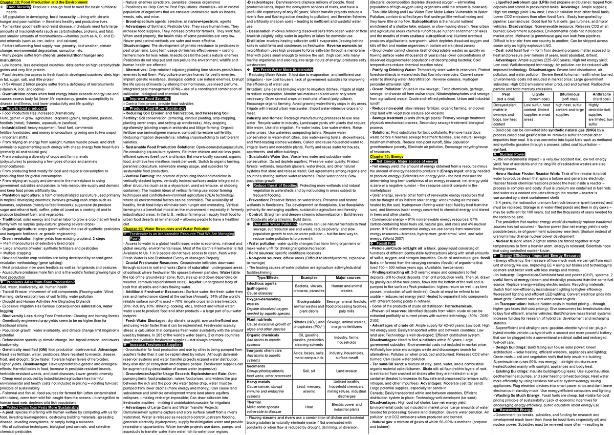 Final - Summary Environmental Science - Chapter 10: Food Production And ...