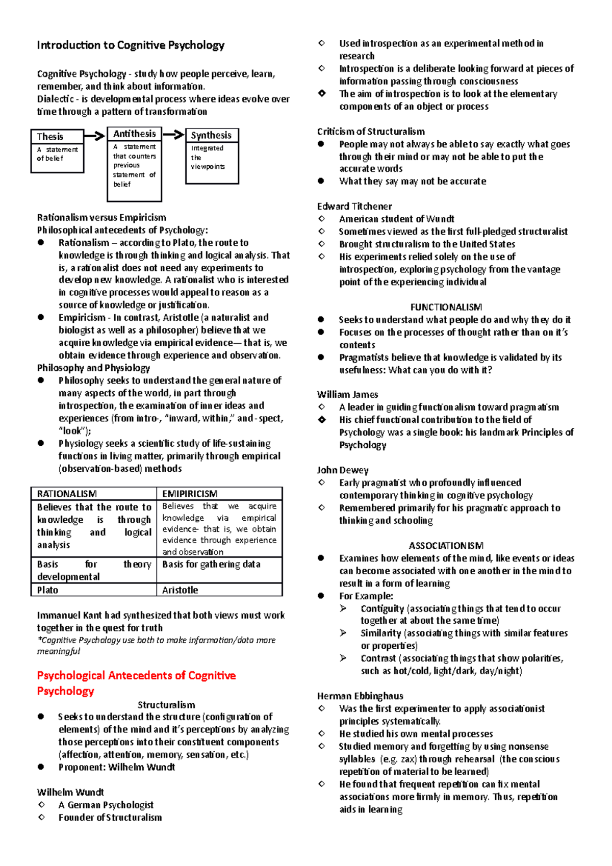 Cognitive Psychology Lesson 1 Introduction to Cognitive Psychology
