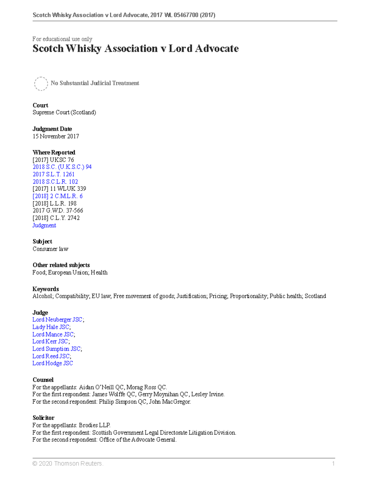 Scotch Whisky Association v Lord Advocate 1 For educational use only