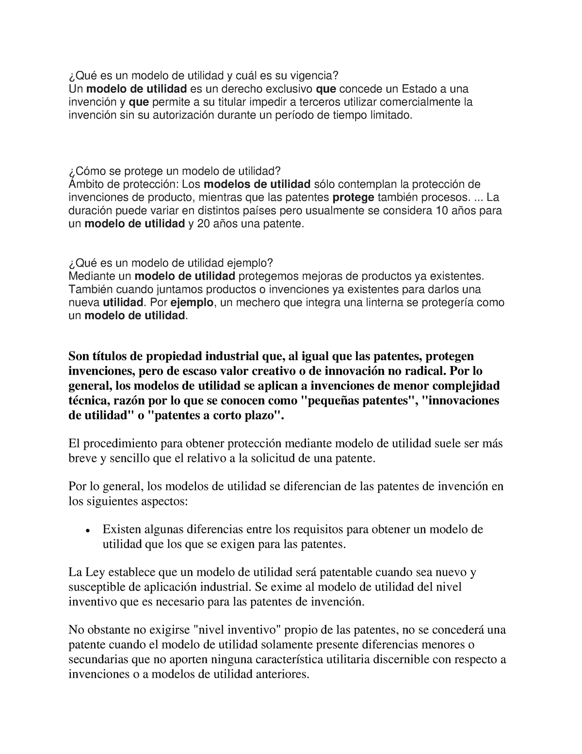 Modelo de utilidad y cuál es su vigencia - ¿Qué es un modelo de utilidad y  cuál es su vigencia? Un - Studocu