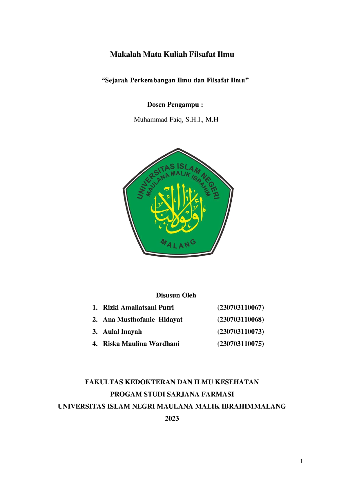 B5 Sejarah Ilmu Dan Filsafat Ilmu - Makalah Mata Kuliah Filsafat Ilmu ...