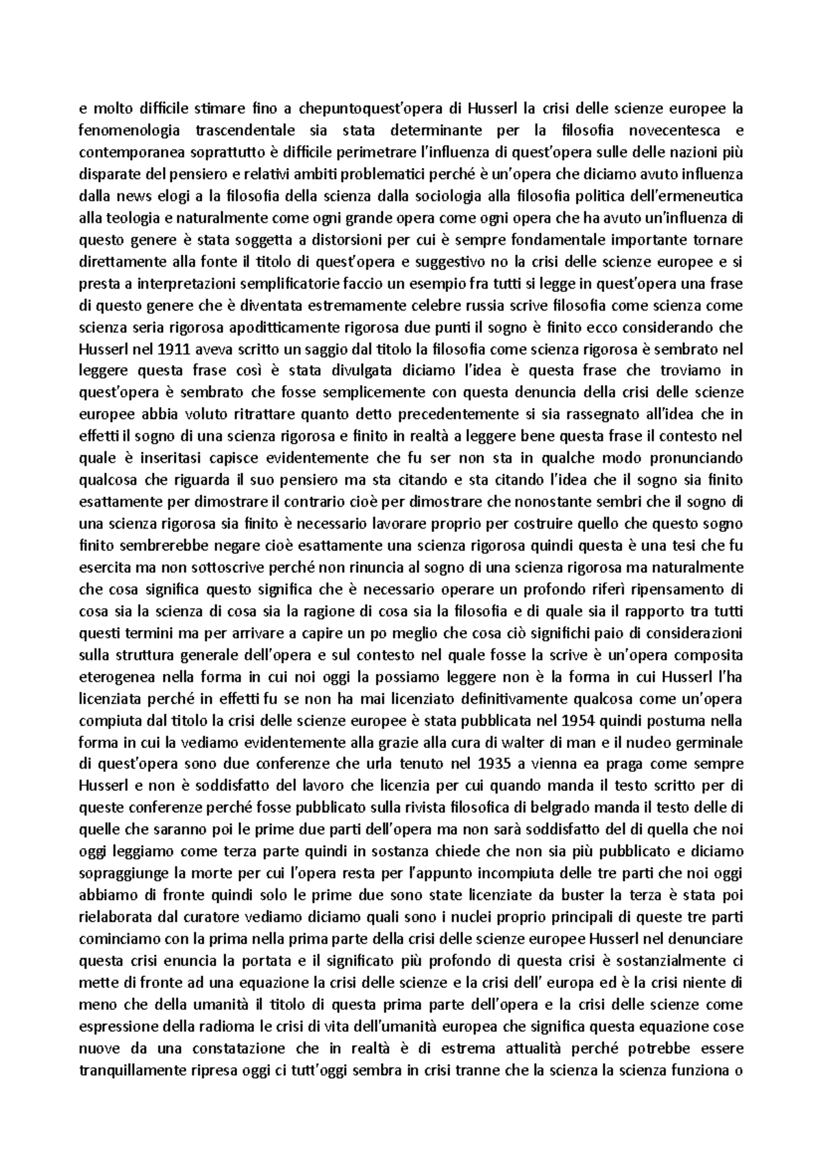 Husserl la crisi delle scienze europee StuDocu