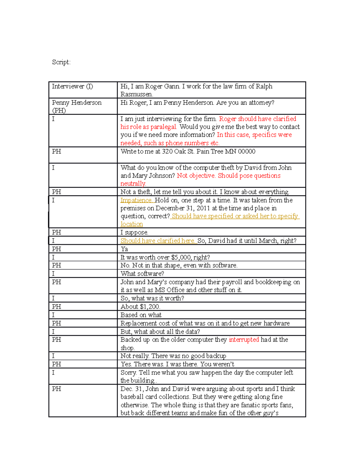 Transcript for Into to Law ( Listening to Interview) - Script ...
