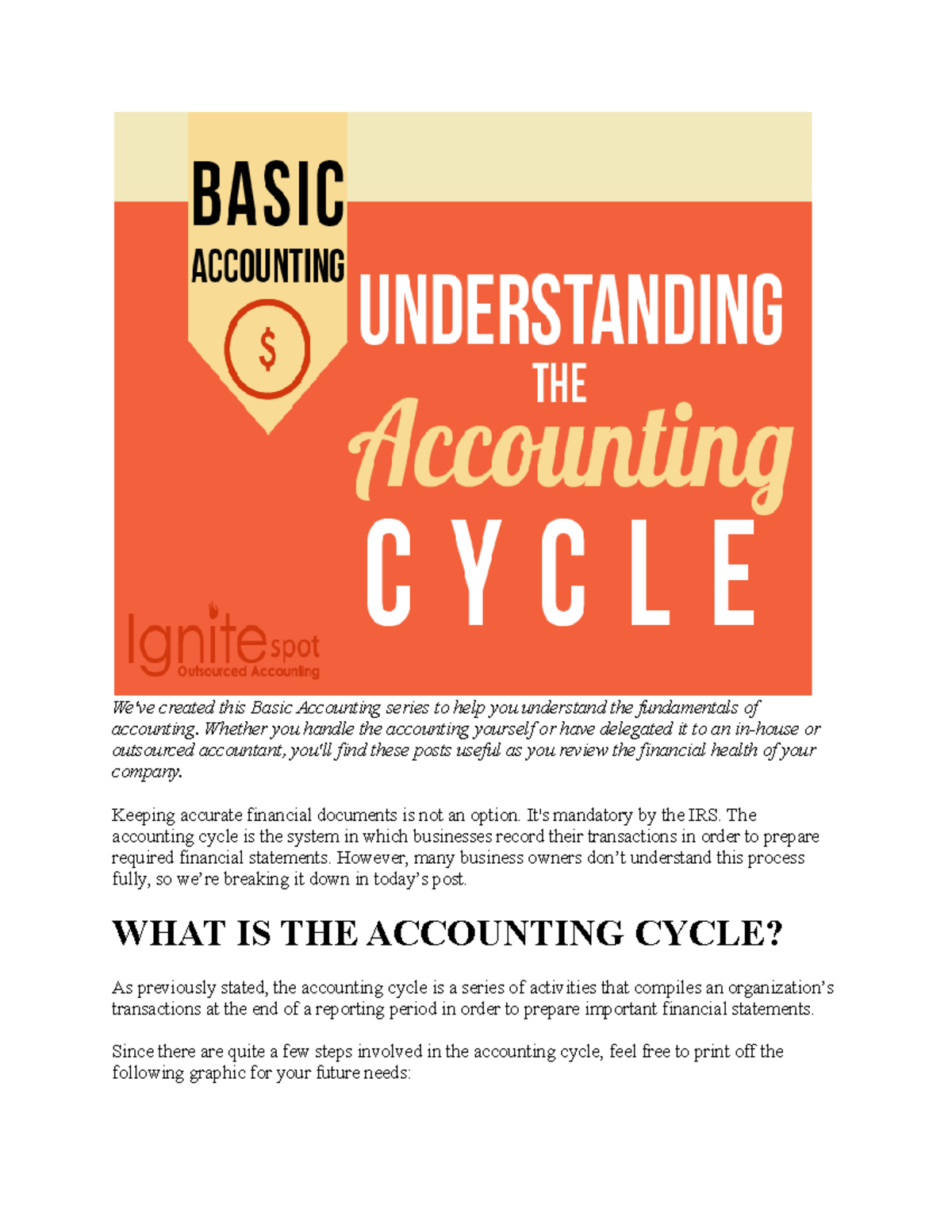 WHAT IS THE Accounting Cycle - We've Created This Basic Accounting ...