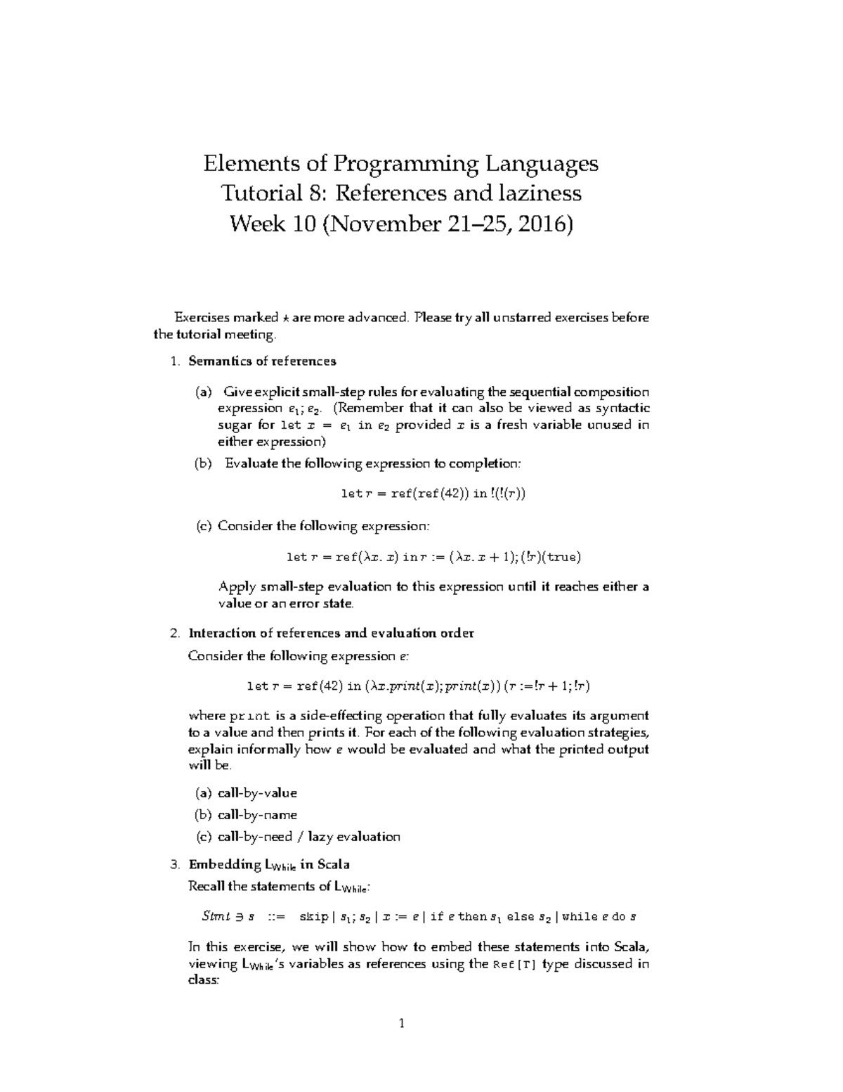 Tutorial 8 - Elements of Programming Languages Tutorial 8: References ... image.