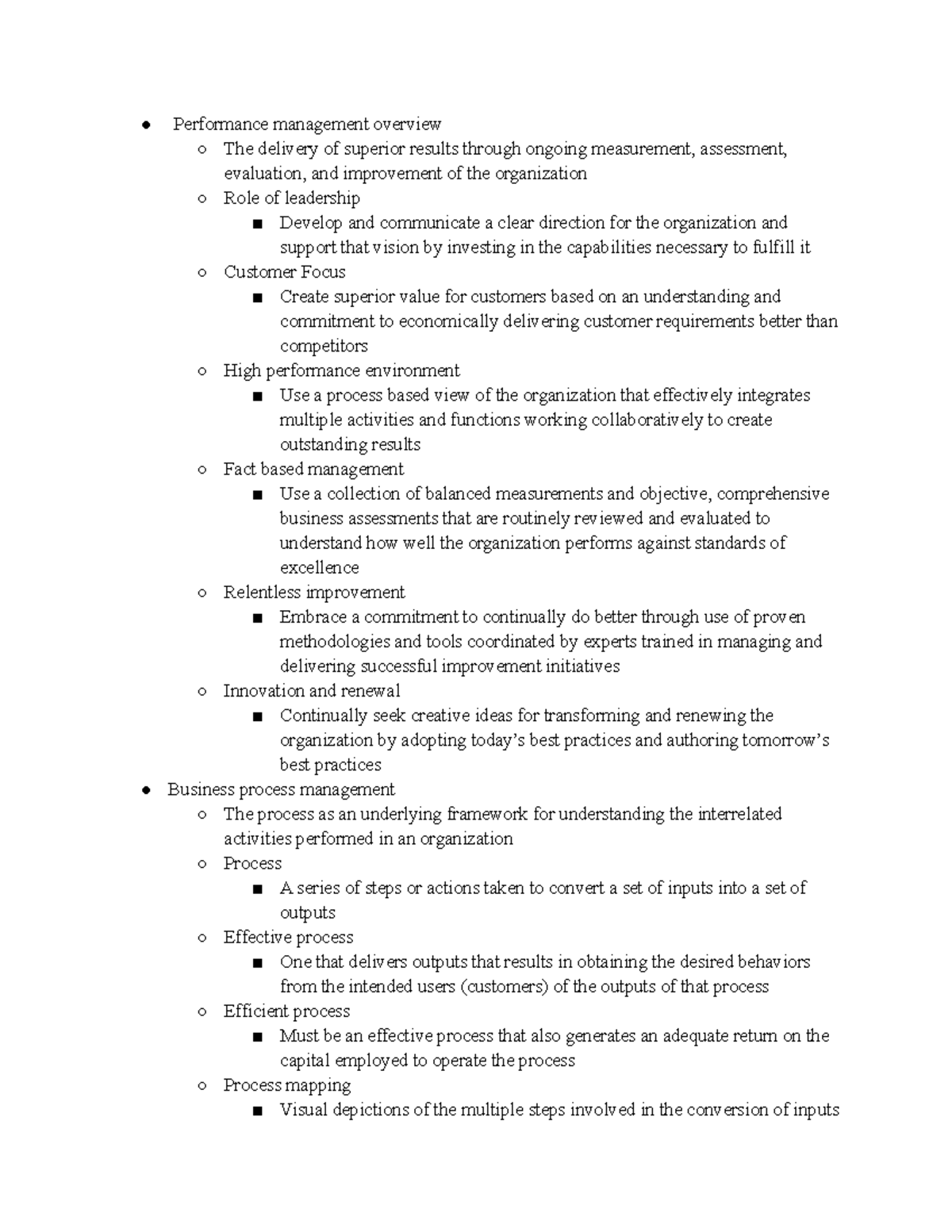 Study Guide Chapter 10 - Performance management overview The delivery ...