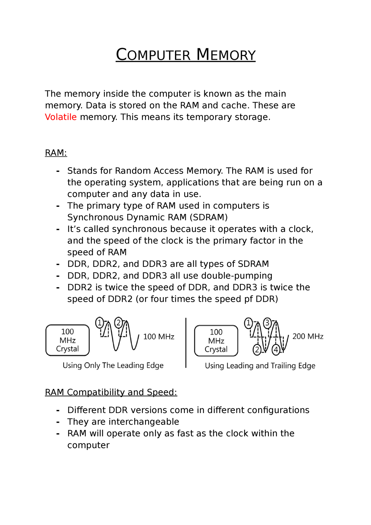 computer memory assignment pdf