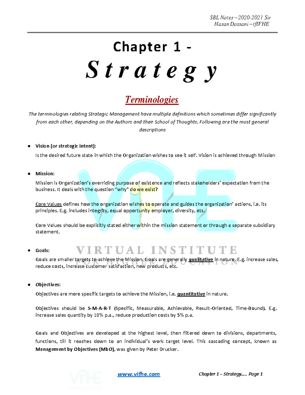 Chp 1 - Strategy-converted - ####### SBL Notes – 2020 - 2021 Sir ...