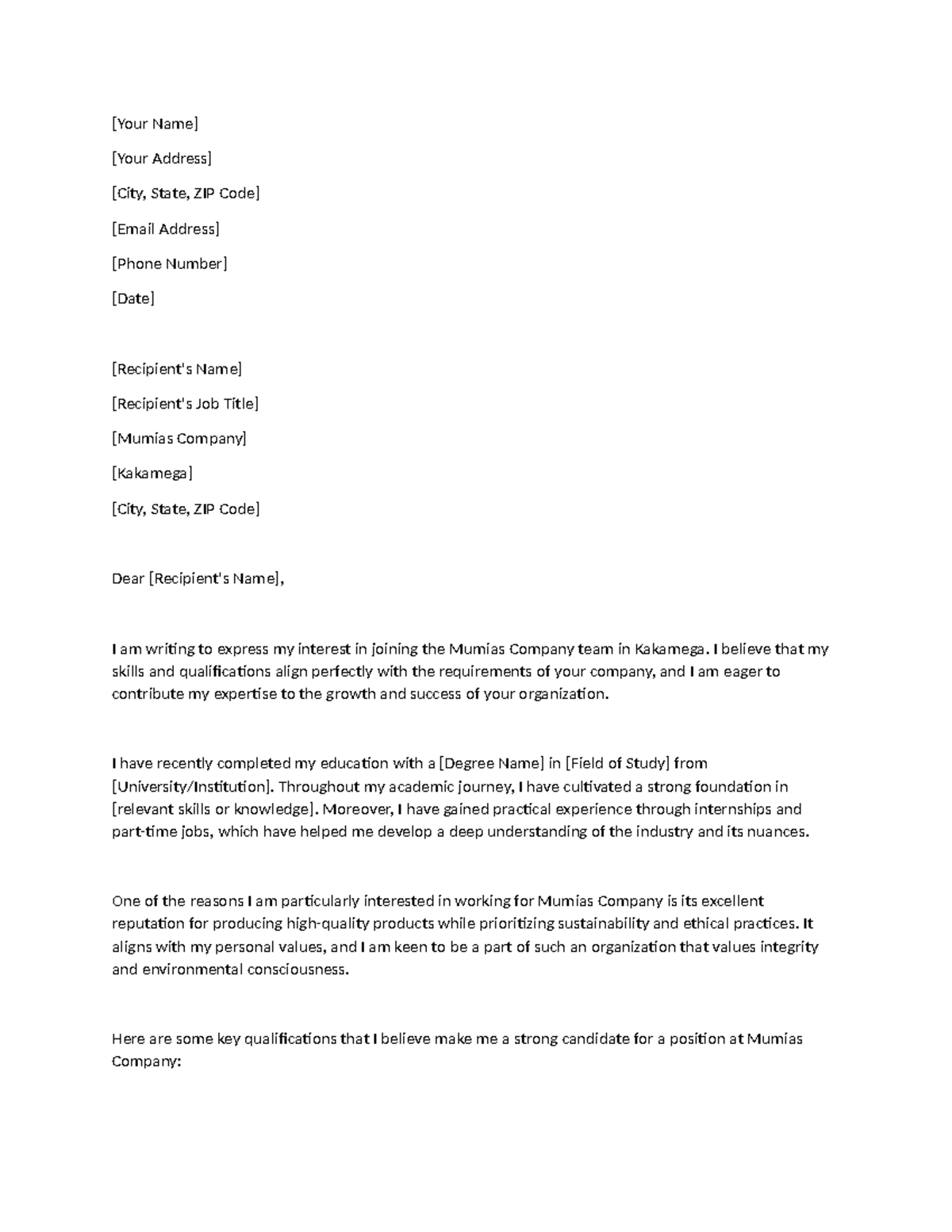 Application Letter BEST Guide - [Your Name] [Your Address] [City, State ...