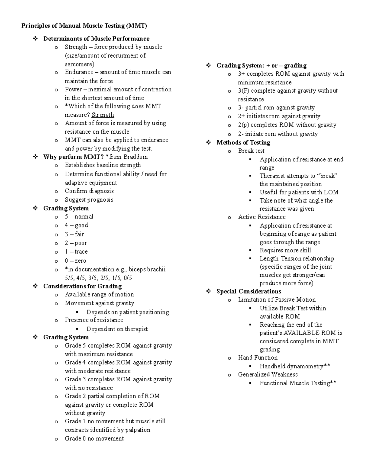 Principles of Manual Muscle Testing - StuDocu
