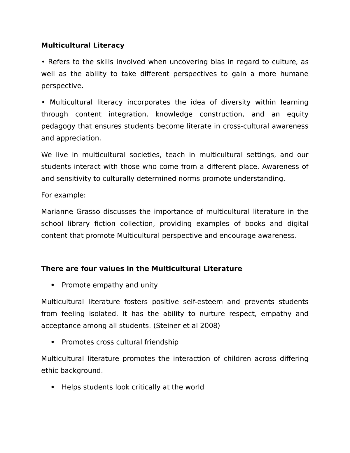 multicultural literacy essay