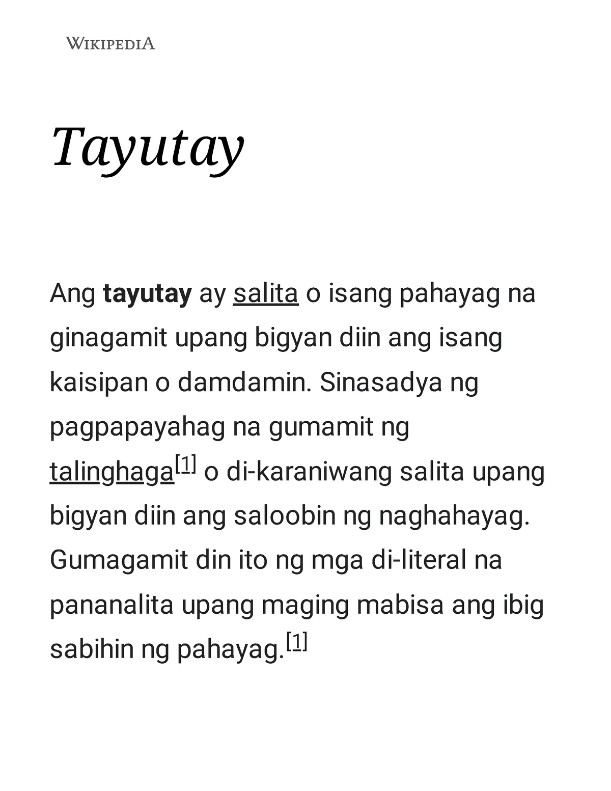 Notes Tayutay Ano Ang Tayutay Ang Tayutay Ay Isang Pahayag Na Hot Sex Picture 2789