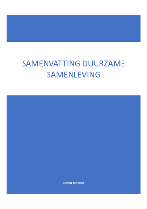 Samenvatting Duurzame Samenleving - Hfd1. Duurzame Ontwikkeling ...