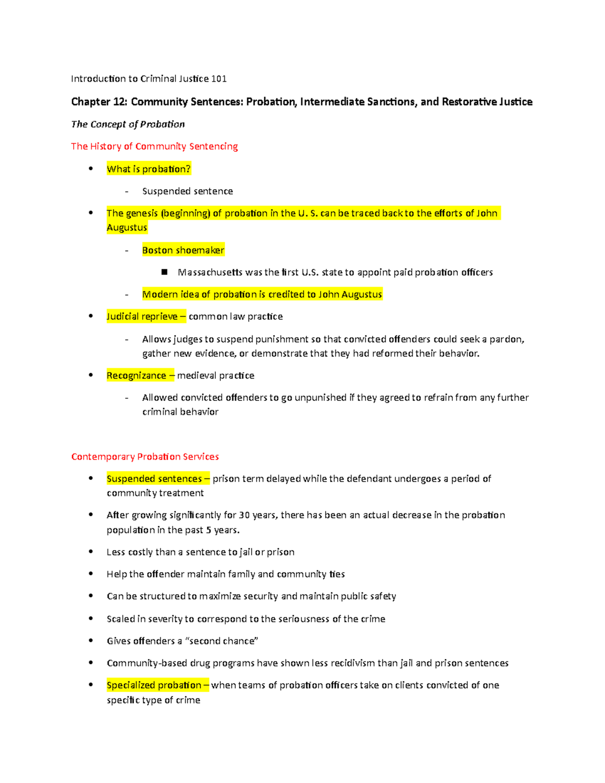 CJ Notes Ch. 12 - roth - Introduction to Criminal Justice 101 Chapter ...