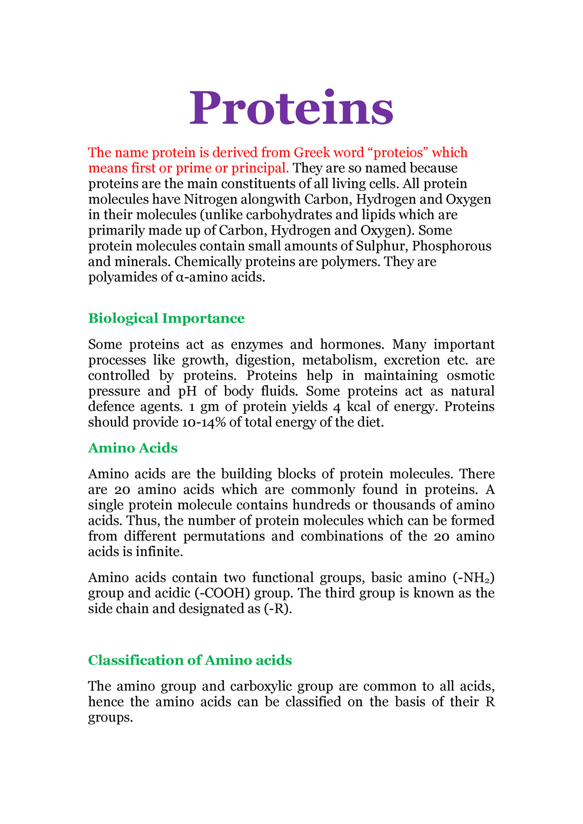 Proteins Principles of Food Chemistry - Proteins The name protein is ...