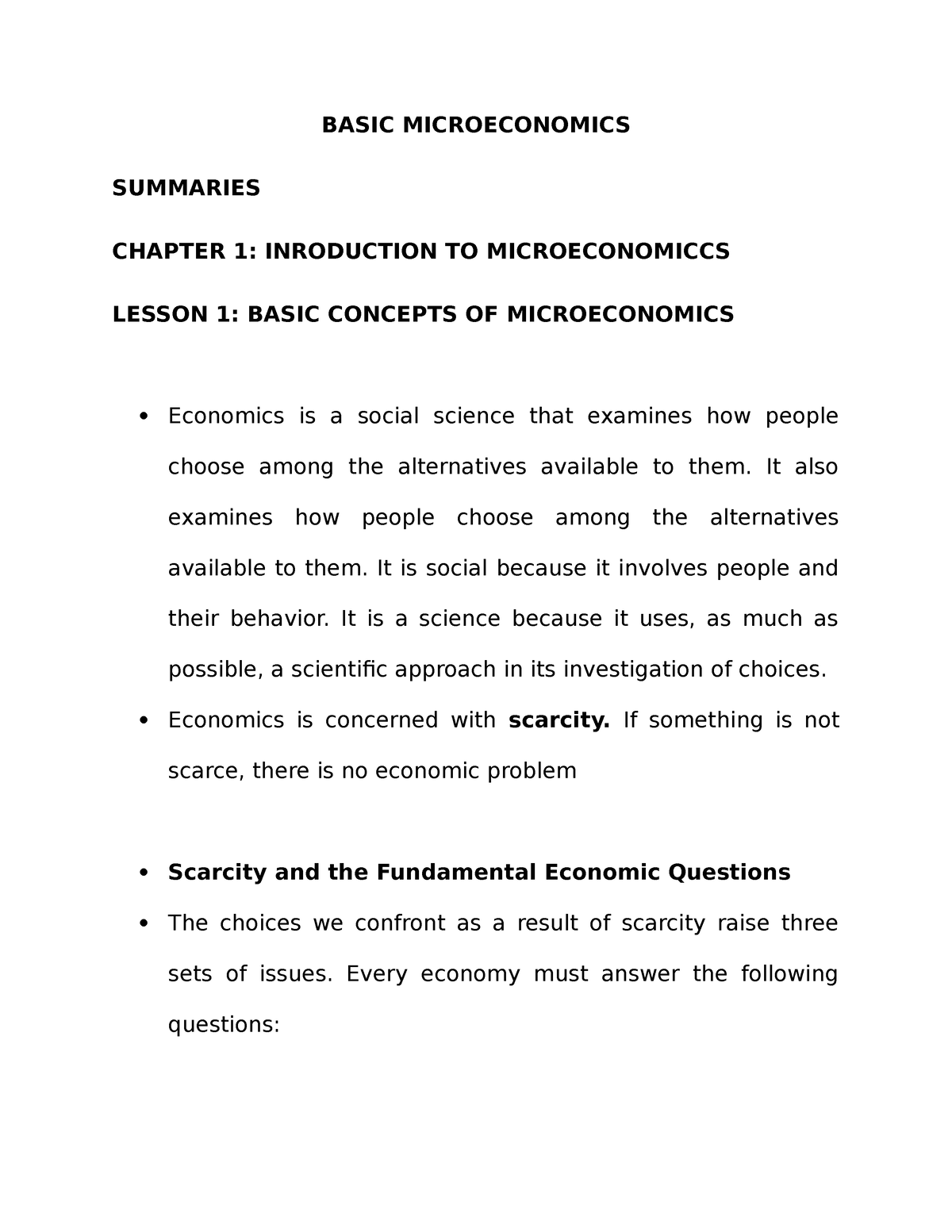 microeconomics assignment 1 answers