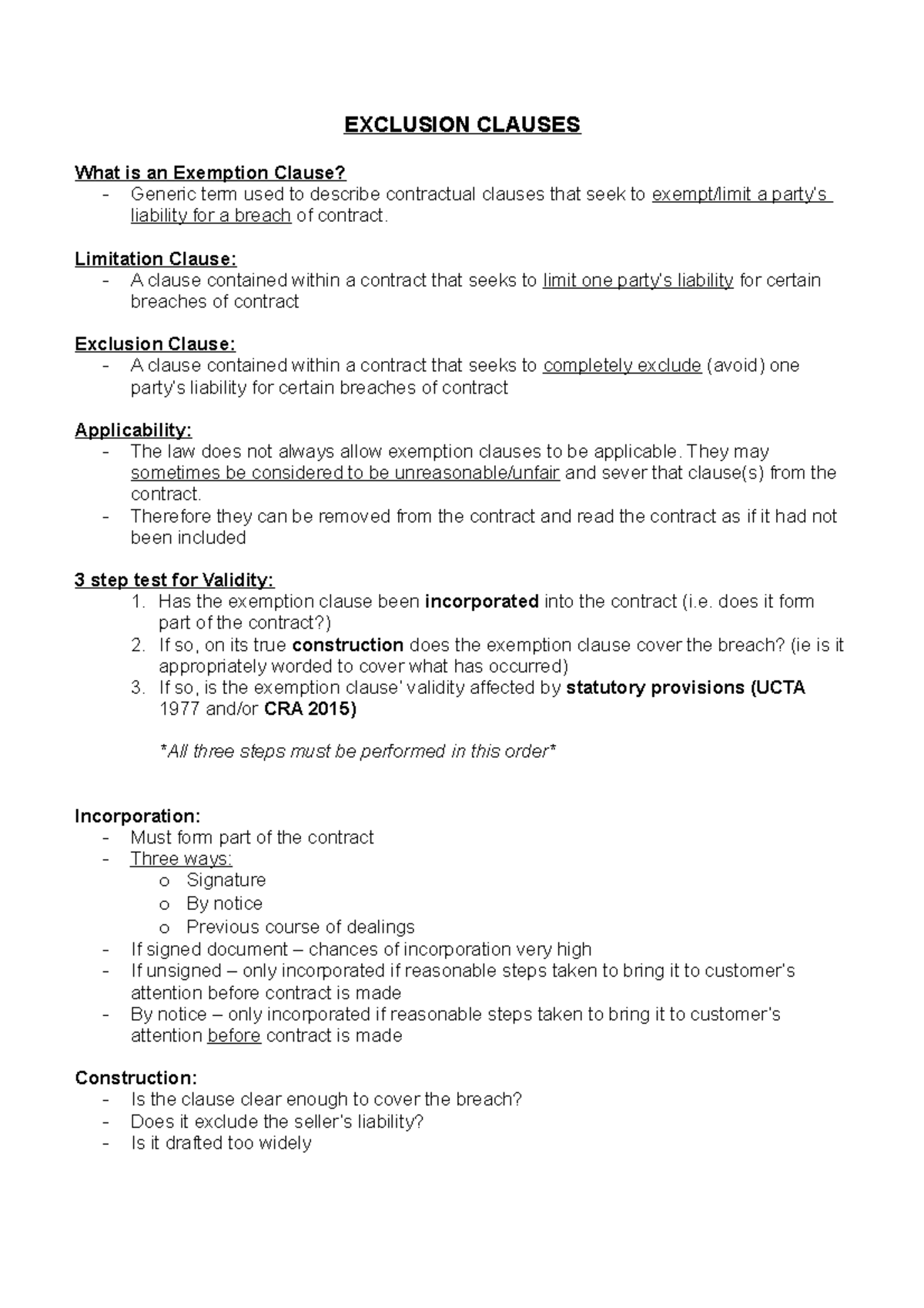 LGS 7.1 Exclusion Clauses EXCLUSION CLAUSES What is an Exemption