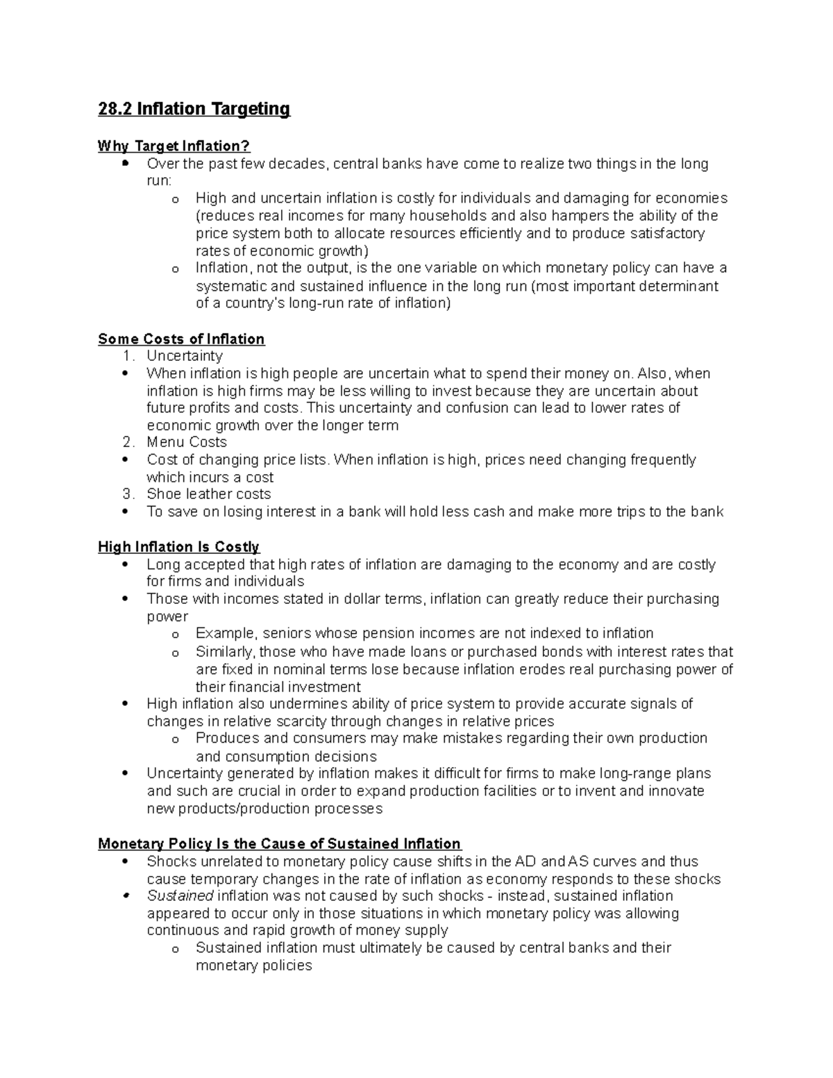 Inflation Targeting notes that will bring success on your econ test