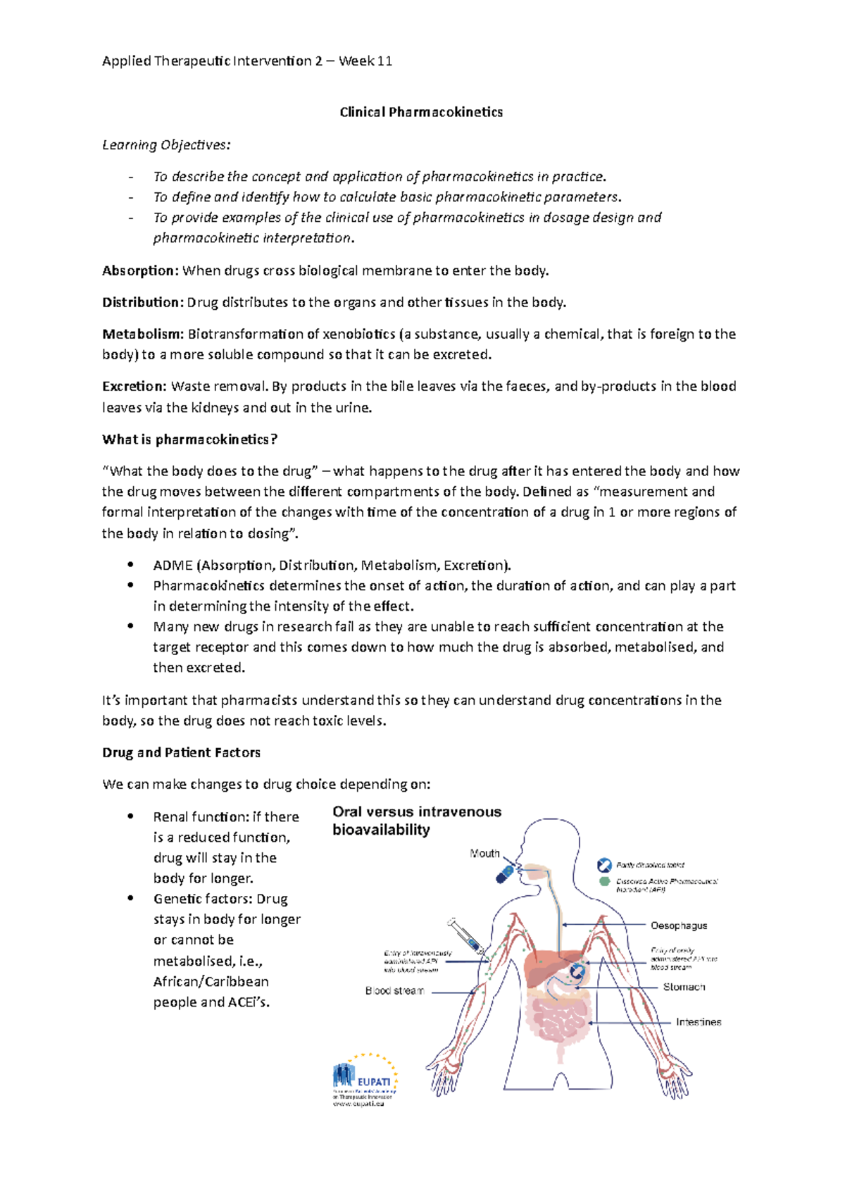 Clinical Pharmacokinetics - Clinical Pharmacokinetics Learning ...