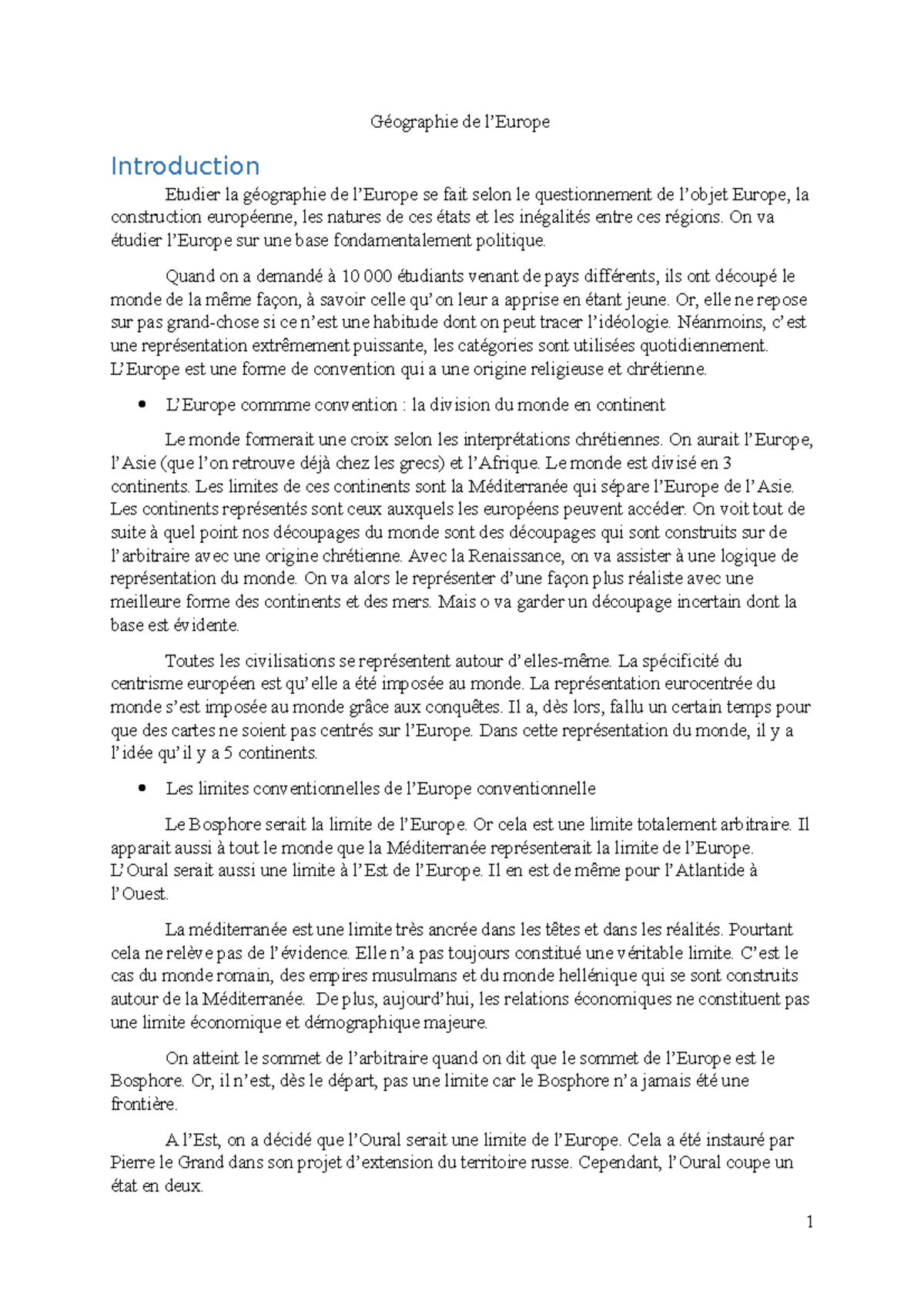 Géographie de l'europe - Géographie de l’Europe Introduction Etudier la ...