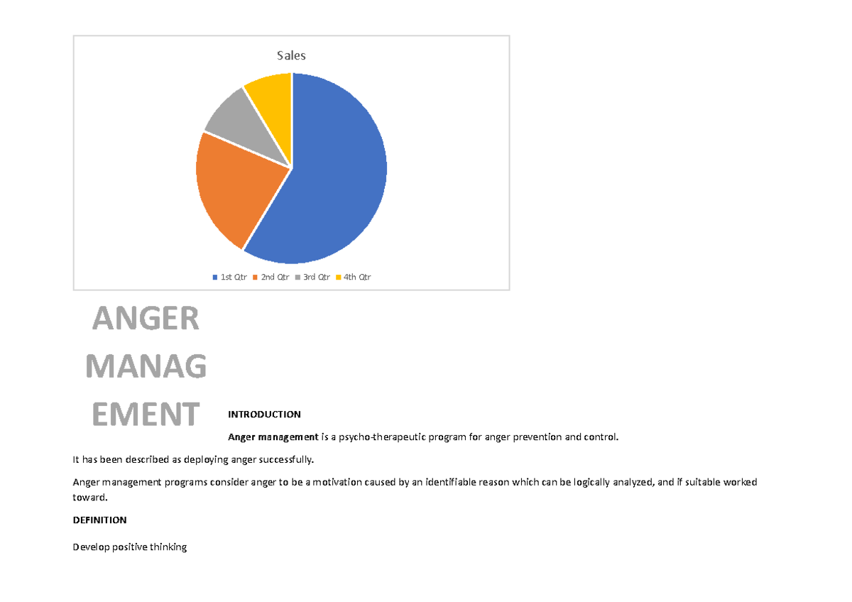 Statistics - Sales 1st Qtr 2nd Qtr 3rd Qtr 4th Qtr INTRODUCTION Anger ...