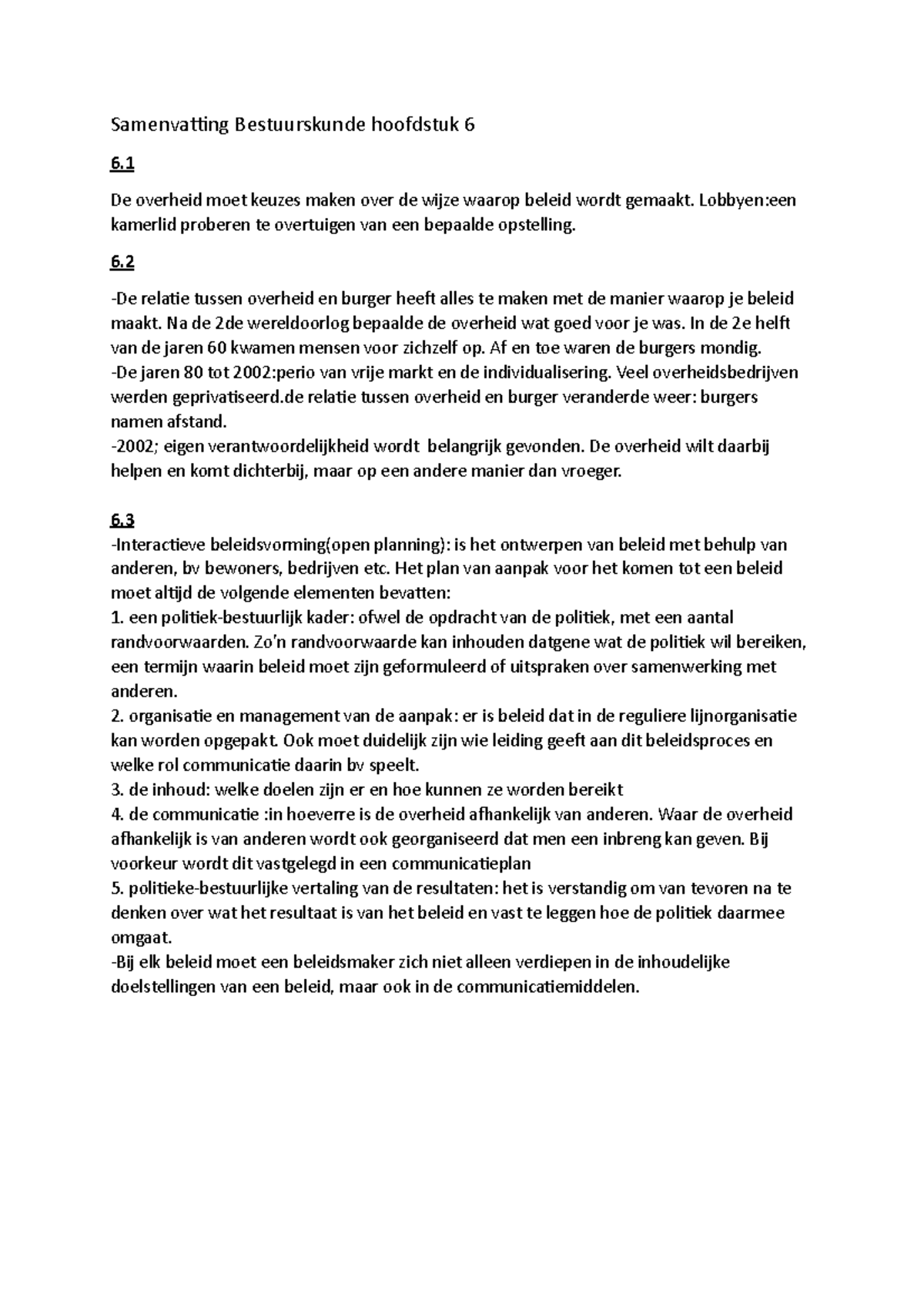 Bestuurskunde Samenvatting Hoofdstuk 6 - Samenvaing Bestuurskunde ...