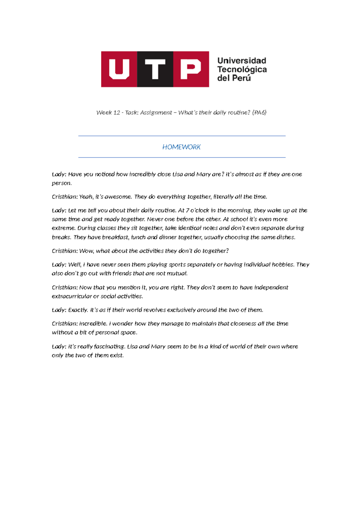 TASK 12 - WEEK 12 - Week 12 - Task: Assignment – What's their daily ...