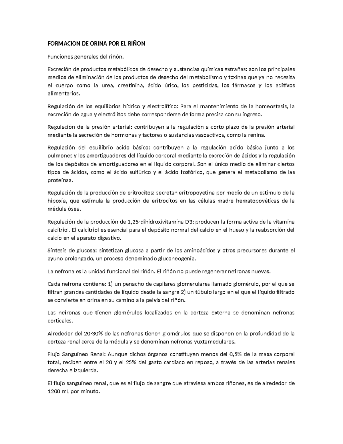 Formacion DE Orina POR EL Riñon - FORMACION DE ORINA POR EL RIÑON ...