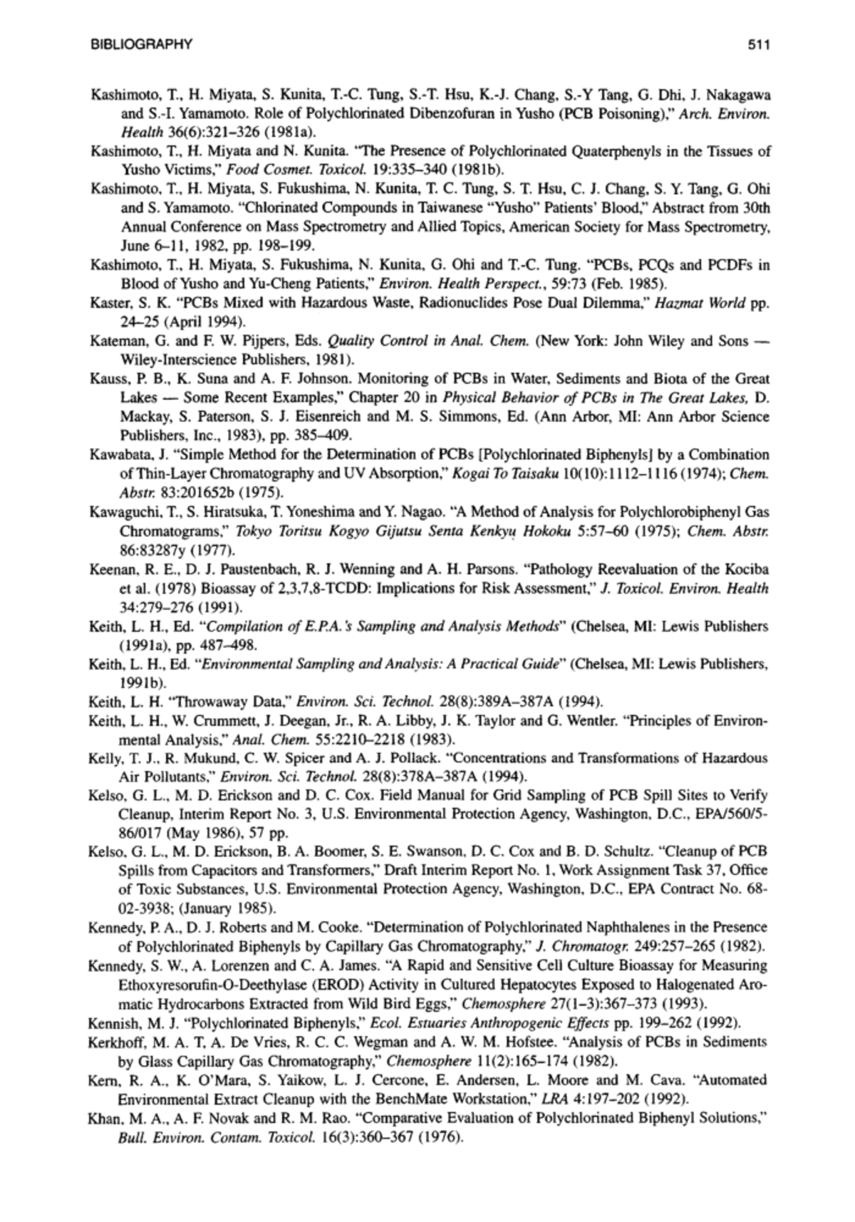 Analytical chemistry of pcbs 176 - BIBLIOGRAPHY 511 Kashim oto, T., H ...