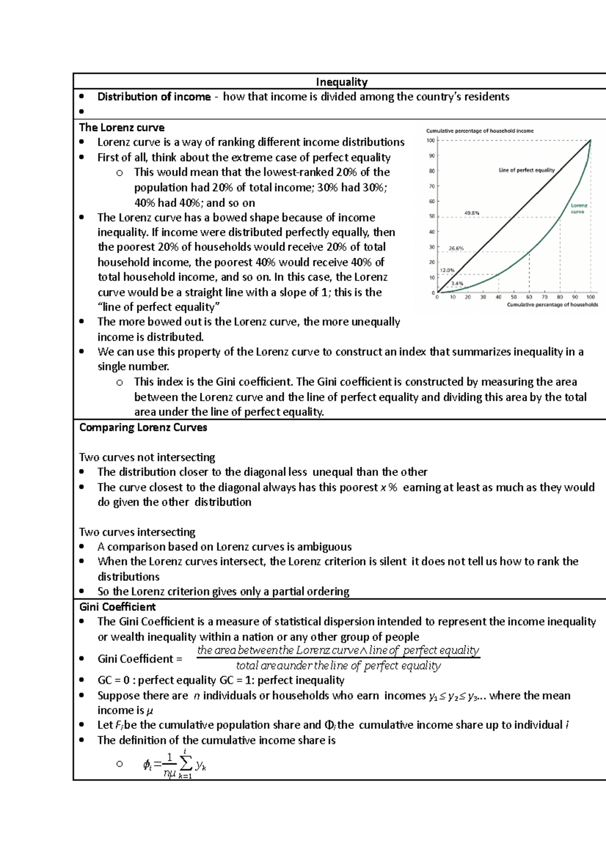 Inequality - Lecture notes 9 - Inequality Distribuion of income - how ...