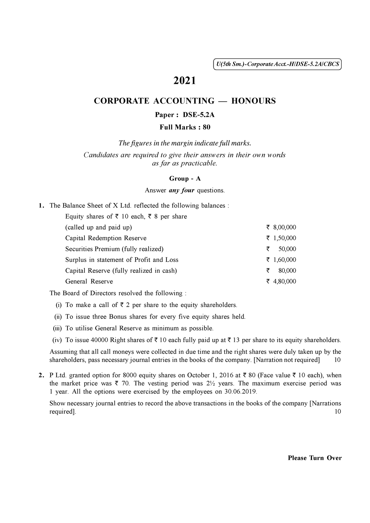 CBCS BCOM HONS Sem-5 Commerce DSE 5.2 A Corporate Accounting-10992 ...