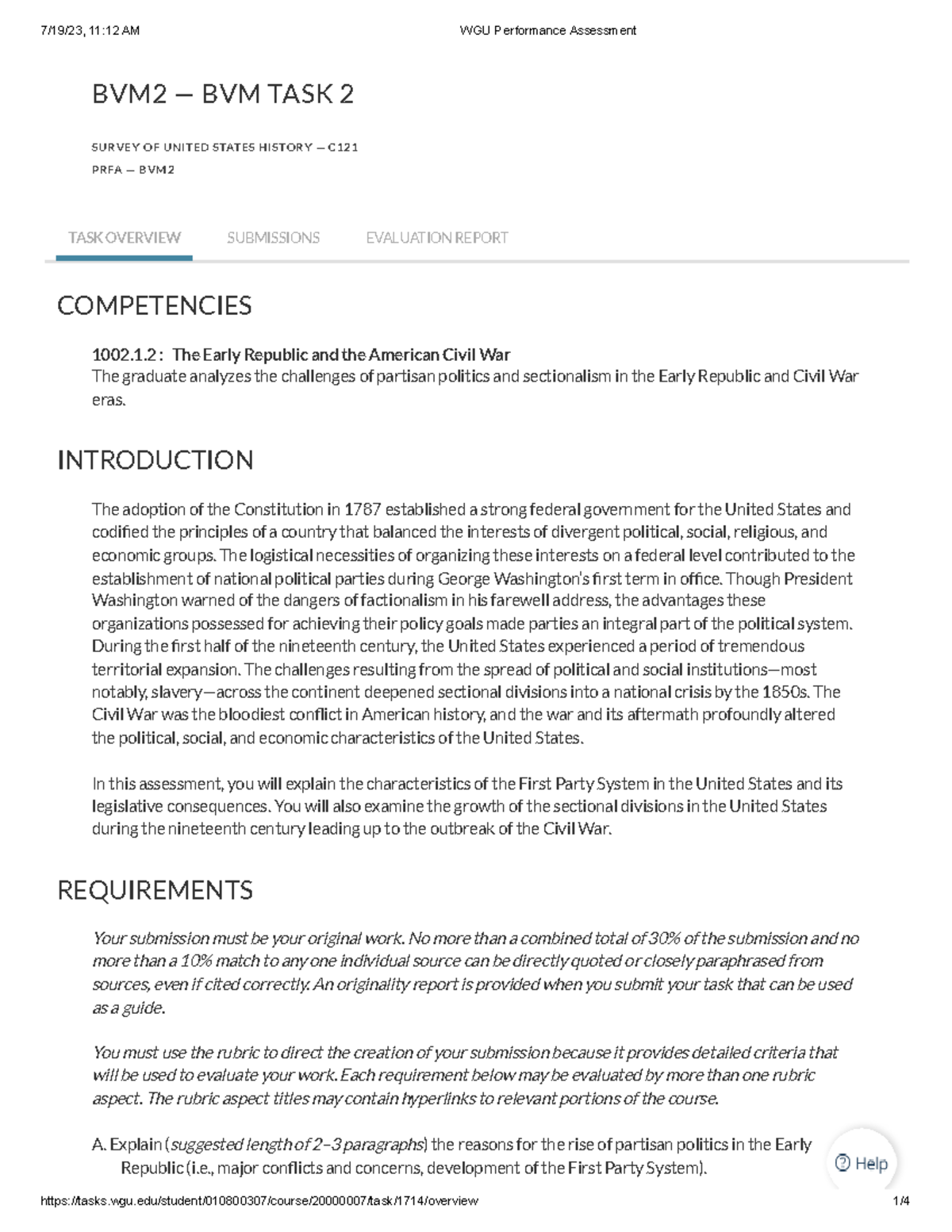 US History - task 2 - Passed with no revisions - BVM2 — BVM TASK 2 ...